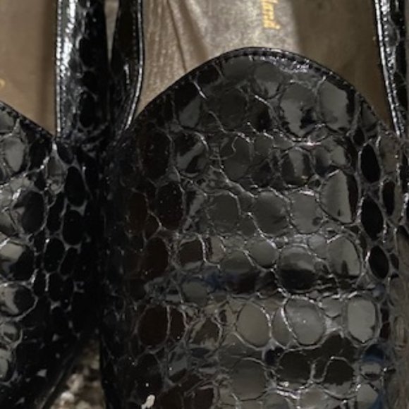 New BALLY * Vasano BLACK CROC Patent LEATHER Block Heel LOAFERS PUMPS * 7.5 / 8 - Picture 3 of 10